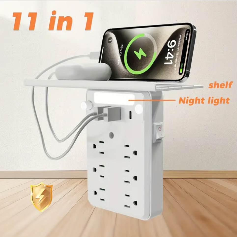 🔥LAST DAY 49% OFF💥🎁Wall Outlet Extender with Shelf Night（Buy 2 Free Shipping✈️）