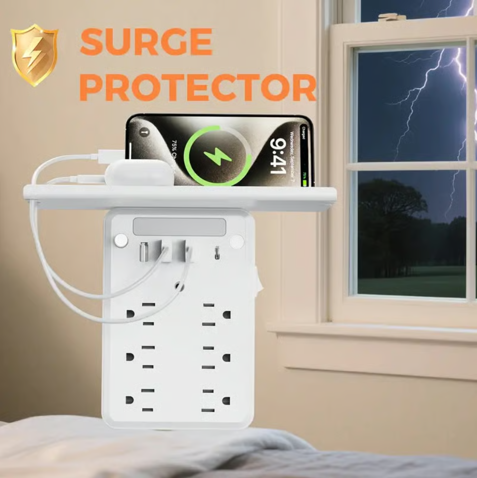 🔥LAST DAY 49% OFF💥🎁Wall Outlet Extender with Shelf Night（Buy 2 Free Shipping✈️）