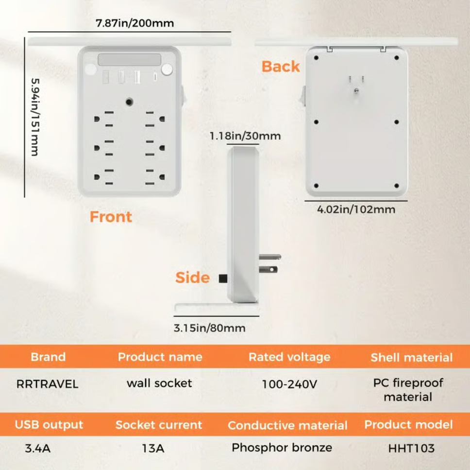 🔥LAST DAY 49% OFF💥🎁Wall Outlet Extender with Shelf Night（Buy 2 Free Shipping✈️）