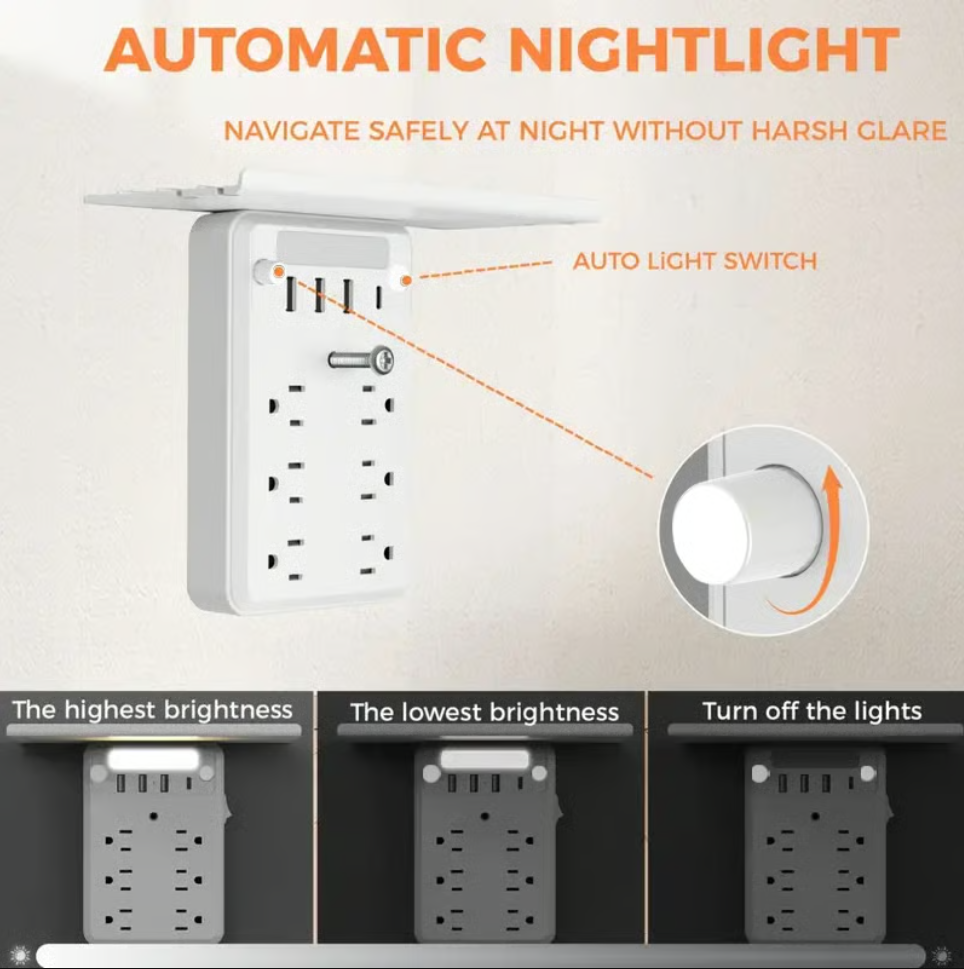 🔥LAST DAY 49% OFF💥🎁Wall Outlet Extender with Shelf Night（Buy 2 Free Shipping✈️）