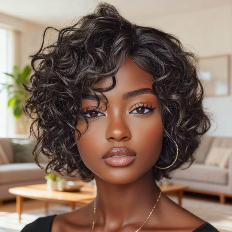 Ready to Wear Wig Pixie Cut Wig Short Curly Wigs Real Human Hair Wigs