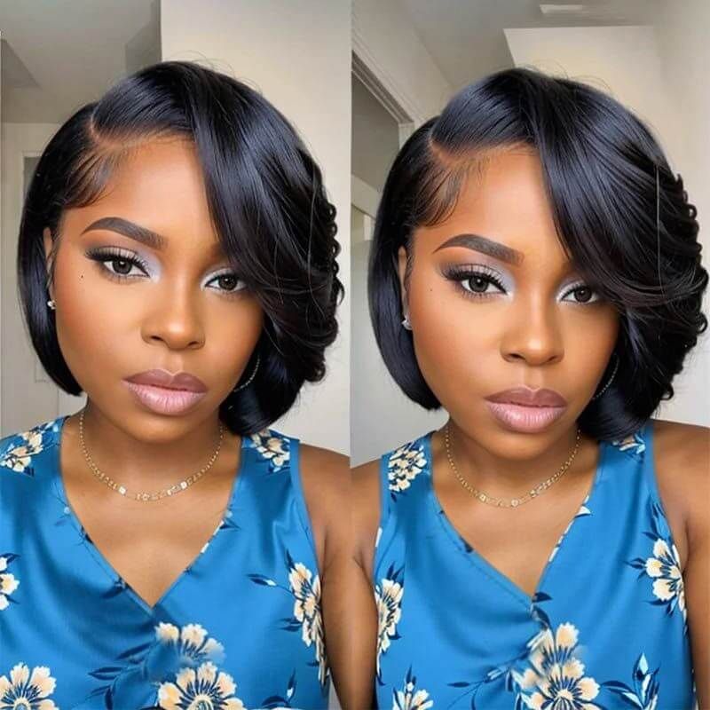 Wear and Go Wigs Side Part Short Bob Wig With Bangs