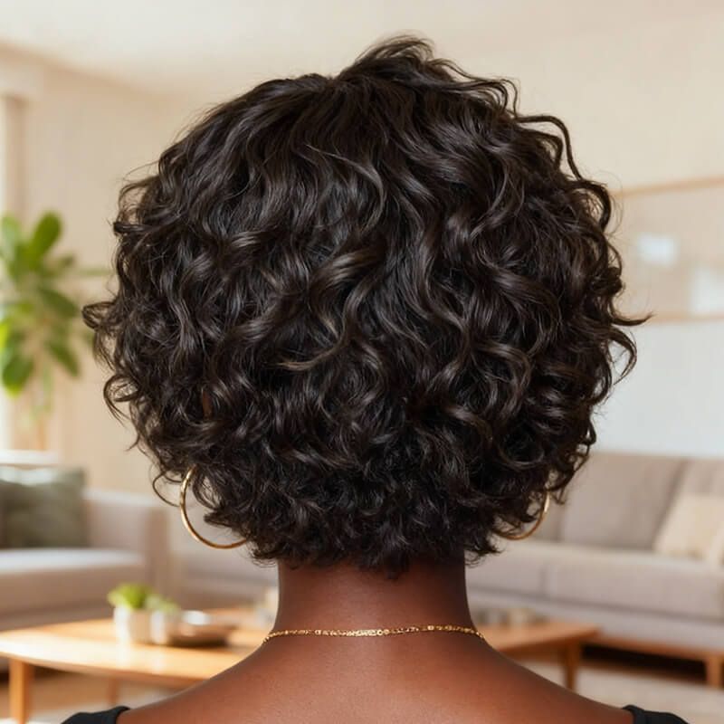 Ready to Wear Wig Pixie Cut Wig Short Curly Wigs Real Human Hair Wigs