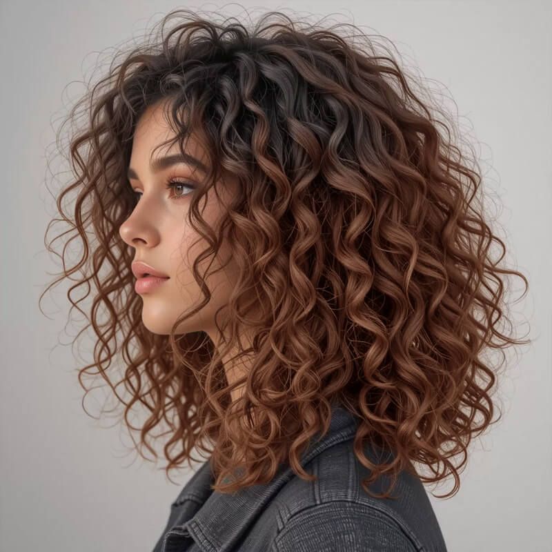 Wear And Go Wigs Ombre Brown Bouncy Curly Hairstyles High Density Best Glueless Human Hair Wigs