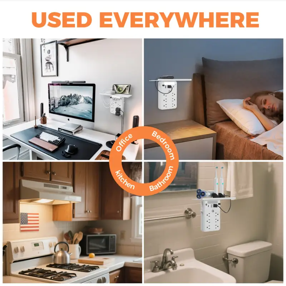 🔥LAST DAY 49% OFF💥🎁Wall Outlet Extender with Shelf Night（Buy 2 Free Shipping✈️）