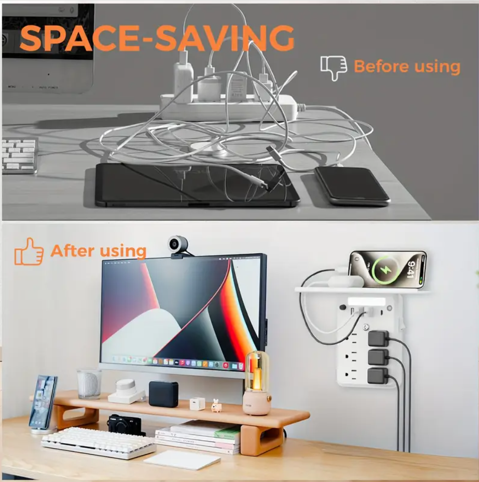 🔥LAST DAY 49% OFF💥🎁Wall Outlet Extender with Shelf Night（Buy 2 Free Shipping✈️）